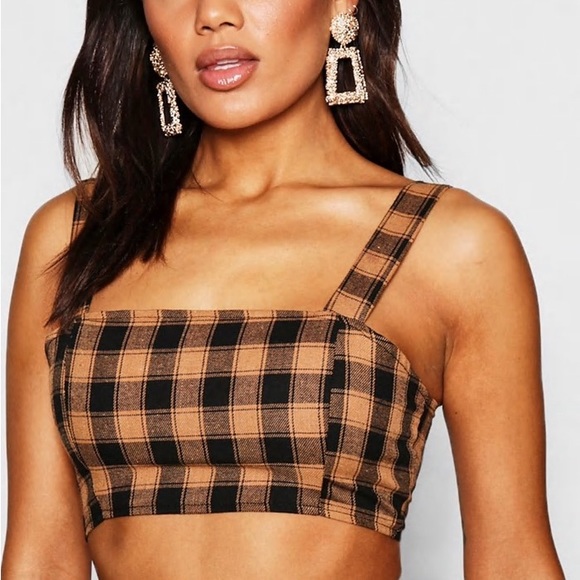 NWT Boohoo plus check square neck crop top - Picture 7 of 9